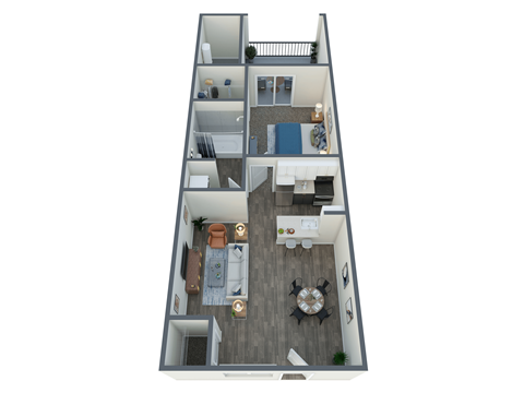 Floor plan for 1 bed, 1 bath, 550 sqft
